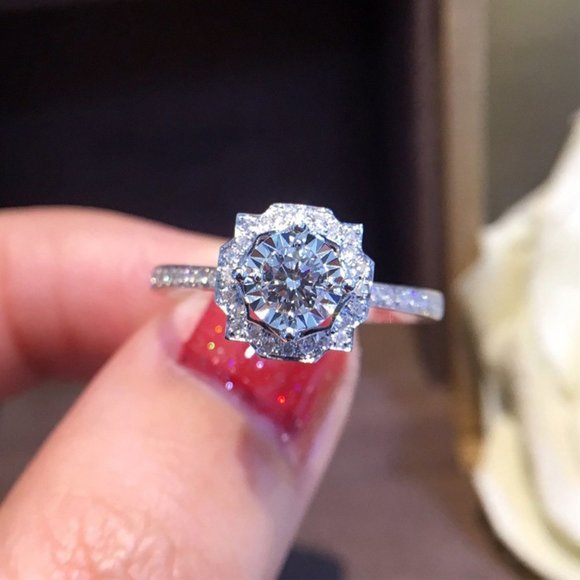 💎Beautiful Round Shiny CZ Diamond Flower Micro Pave Wedding Ring,UNVN12316 - Picture 3 of 12